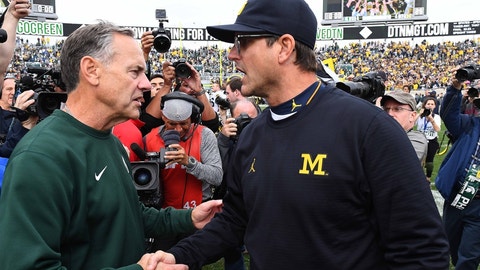 Michigan Football Coach Jim Harbaugh Trades Glasses For Goggles