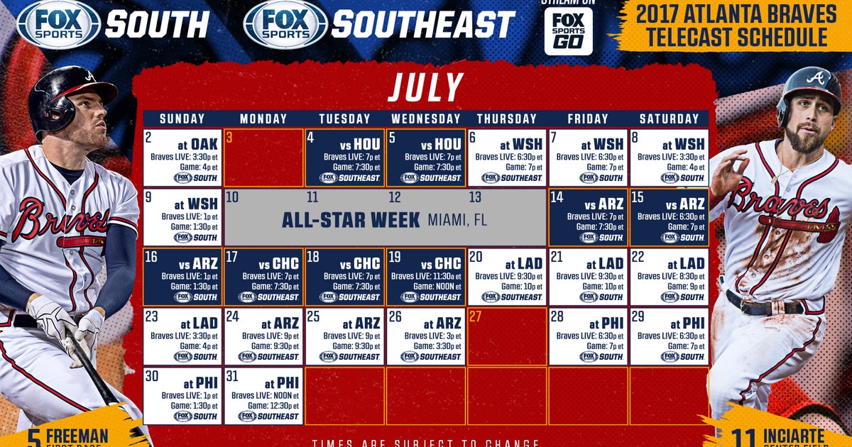 Atlanta Braves TV Schedule July FOX Sports