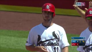 DeJong singles as his parents watch at Busch Stadium