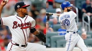 WATCH: Day after bat flip flap, Julio Teheran plunks Jose Bautista