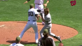 WATCH: Bryce Harper gets into wild brawl after being hit by pitch