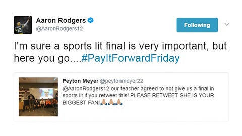 Iowa student dodges final with Aaron Rodgers retweet