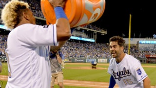 Whit Merrifield gets the Salvy Splash after walk-off hit
