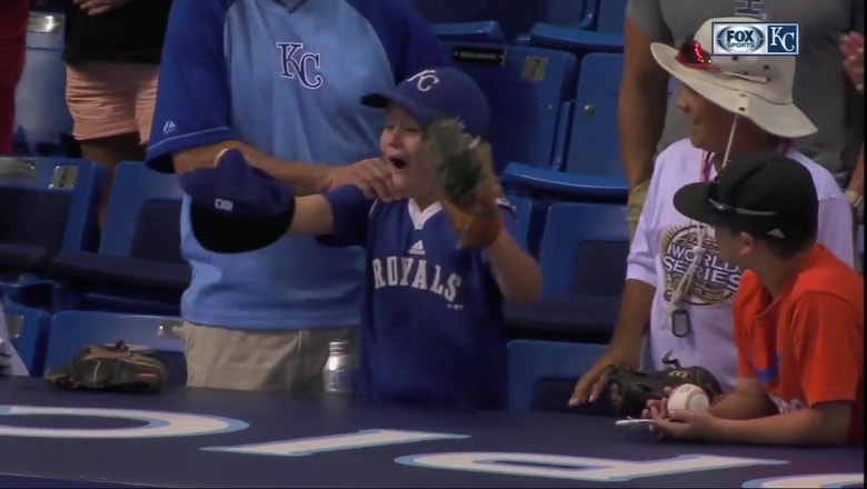 Kid Goes Crazy After Catching Danny Duffy S Hat Fox Sports