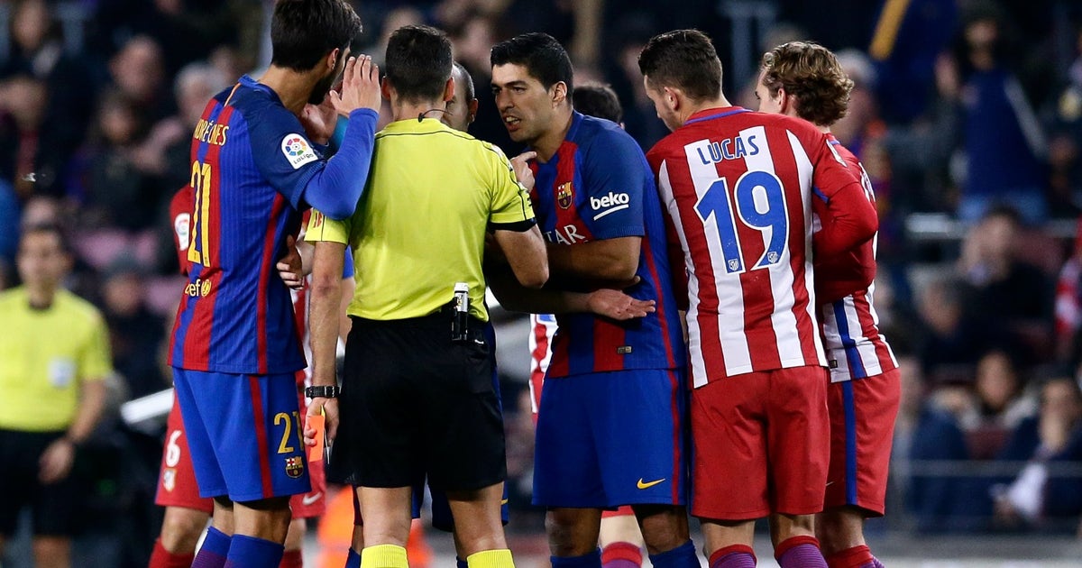 Luis Suarez out of Copa del Rey final after red card ...