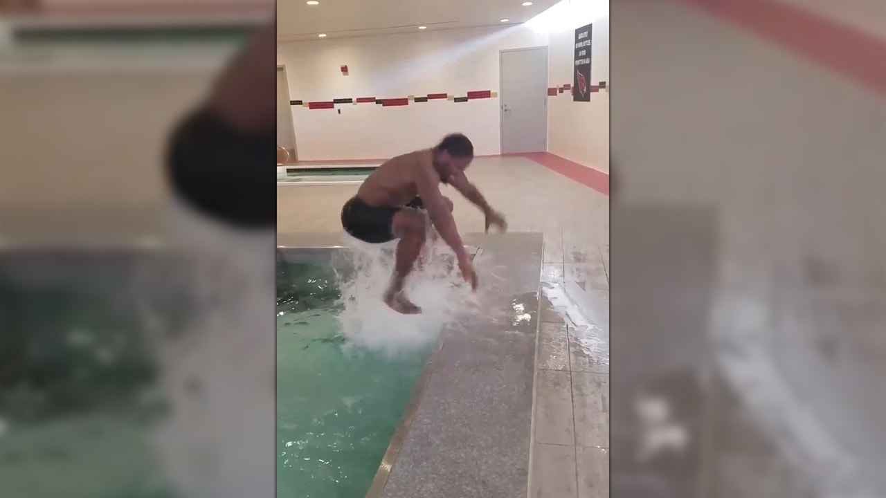 Watch David Johnson Jump Out Of Pool