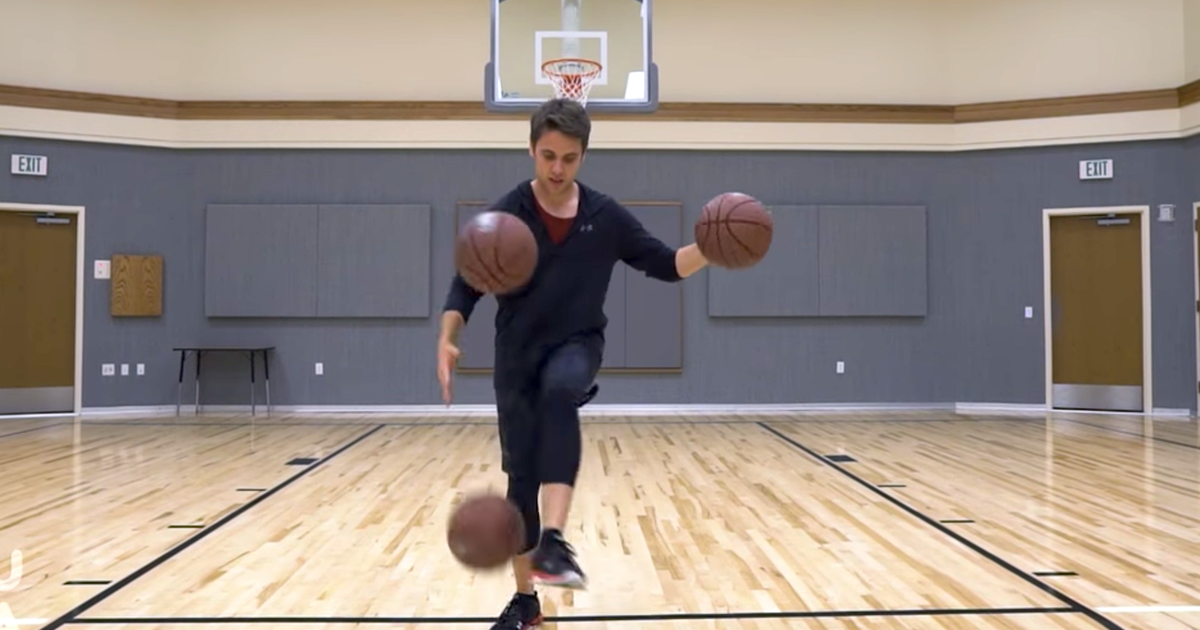 Watch this juggler showcase some of the best basketball trick shots