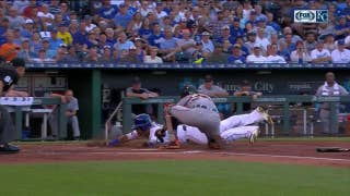 WATCH: Salvy sneaks around tag at home to score for Royals