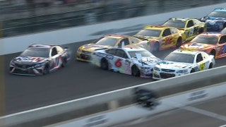 Trevor Bayne spins setting off massive wreck during overtime | 2017 BRICKYARD 400