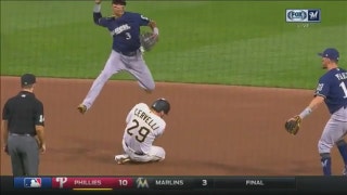 WATCH: Brewers' Arcia makes 2 acrobatic plays at shortstop