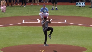 Buccaneers QB Jameis Winston throws out the first pitch before Rays game