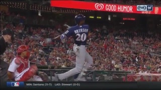 WATCH: Brewers' Brinson crushes first career home run