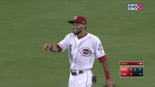 WATCH: Billy Hamilton throws out Marcell Ozuna at home