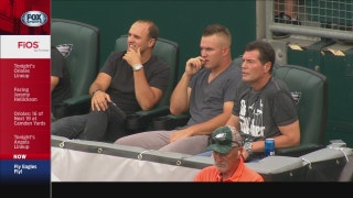 BFFs: Trout and Gubie take in an Eagles game together