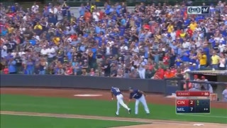 WATCH: Brewers' Santana goes yard for three runs against Reds