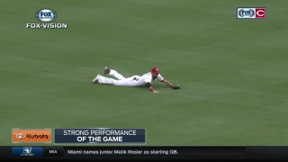 WATCH: Excellent outfield defense from Hamilton, Duvall