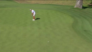 Watch Mark Lawrence Jr. sink a long birdie putt on the 12th at the U.S. Amateur