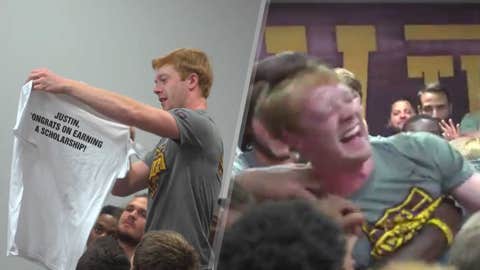 PJ Fleck Surprises Kicker Justin Juenemann With Full Scholarship PJ Fleck Surprises Kicker Justin Juenemann With Full Scholarship