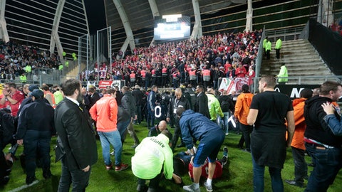 Fans injured after barrier collapses at Ligue 1 match Fans injured after barrier collapses at Ligue 1 match