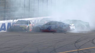 Smoke from Kevin Harvick's spin causes multi-car melee | 2017 LOUDON