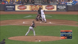 WATCH: Brewers' Santana clears bases with 3-RBI double