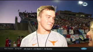Sam Ehlinger watches West Lake HS game on Friday night
