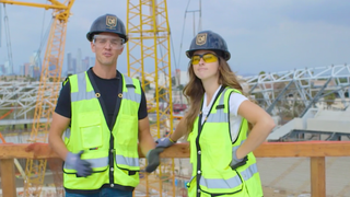 Stu Holden and Rachel Bonnetta help build LAFC's new home ... sort of