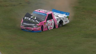 Kaz Grala checks up to avoid a spin, crashes hard at Talladega