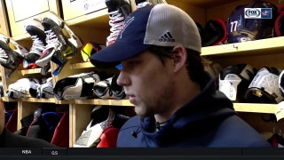 Josh Anderson tips his hat to the opposing goaltender following the Blue Jackets' 2-0 loss