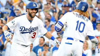 Chris Taylor sends Dallas Keuchel's first pitch to the bleachers