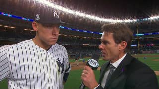 Aaron Judge talks to Tom Verducci after the Yankees' game 3 victory
