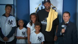 CC Sabathia and family talk to Ken Rosenthal after his solid pitching performance in game 3 of the ALCS