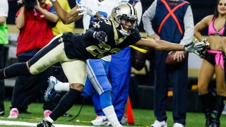 New Orleans' Marshon Lattimore picks off Matt Stafford and takes it 27 yards to the house