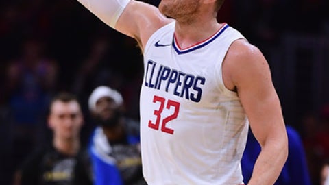 LOS ANGELES CA- JANUARY 15 Blake Griffin #32 of the LA Clippers celebrates a Houston Rockets foul during a 113-102 Clipper win at Staples Center