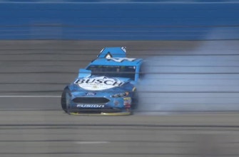 Kevin Harvick slams into wall after contact with Kyle Larson | 2018 AUTO CLUB SPEEDWAY | FOX NASCAR