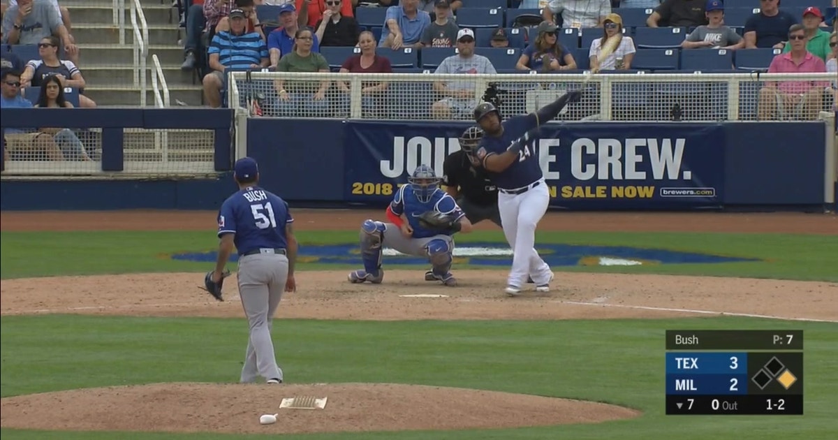 WATCH: Aguilar's homer powers Brewers past Rangers
WATCH: Aguilar's homer powers Brewers past Rangers