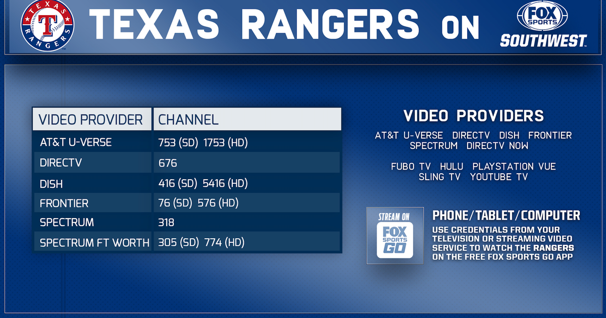 Texas Rangers Channel Listings Information Fox Sports