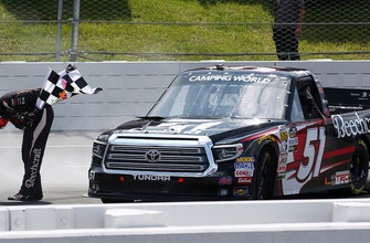 
					Kyle Busch wins at Pocono to tie Ron Hornaday for most Truck Series wins | FOX NASCAR
				