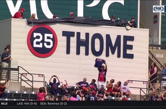 
					Jim Thome has his number retired by the Cleveland Indians
				