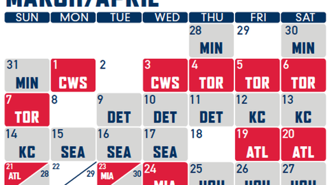 Cleveland Indians 2019 MLB regular season schedule