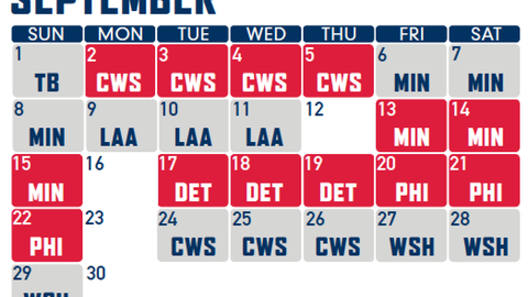 Cleveland Indians 2019 MLB regular season schedule