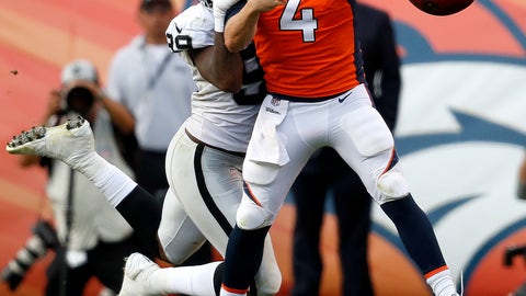 Denver Broncos Quarterback Case Keenum Fumbles Under Pressure From Oakland Denver Broncos Quarterback Case Keenum Fumbles Under Pressure From Oakland