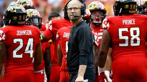 <p>                Maryland interim head coach Matt Canada, center, huddles with the team during the first half of an NCAA college football game against Texas, Saturday, Sept. 1, 2018, in Landover, Md. (AP Photo/Patrick Semansky)              </p>