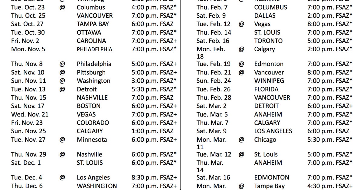 Coyotes, FOX Sports Arizona announce 2018-19 TV schedule | FOX Sports