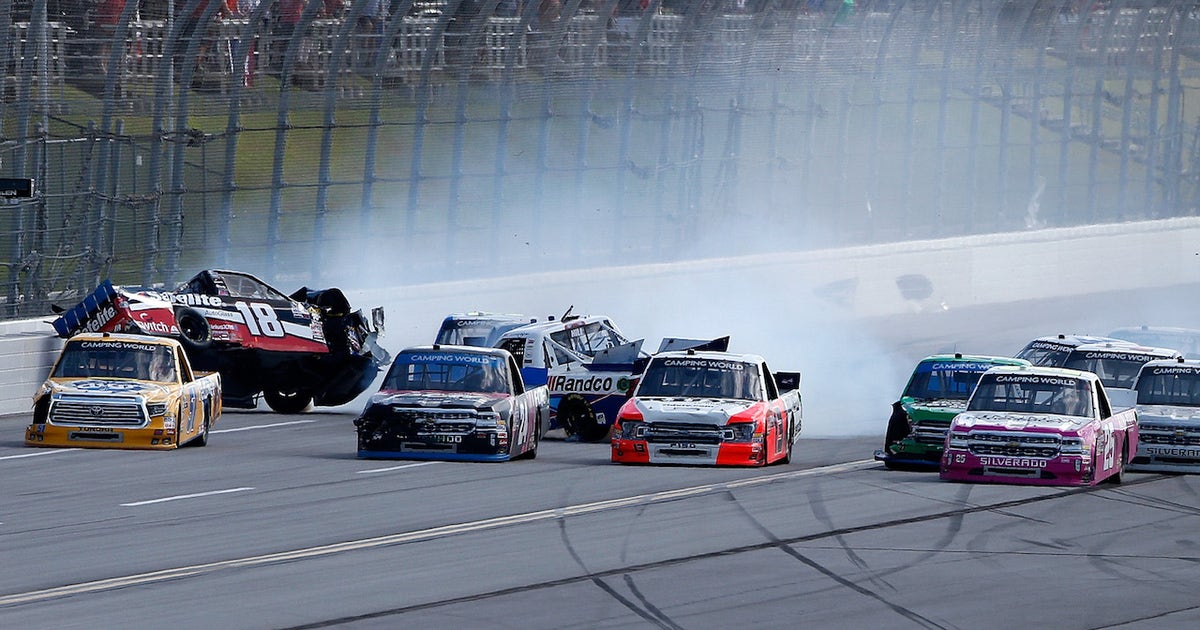 Timothy Peters wins as the field wrecks at Talladega