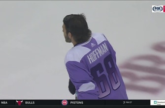 Mike Hoffman dons the lavender for hockey fights cancer