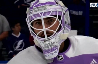 Louis Domingue helps raise awareness for Children’s Cancer Center during Hockey Fights Cancer month