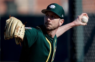 
					Blevins says he has felt at home returning to the A's
				