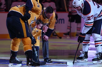 Mike Fisher, Carrie Underwood’s son steals show at ceremonial puck drop