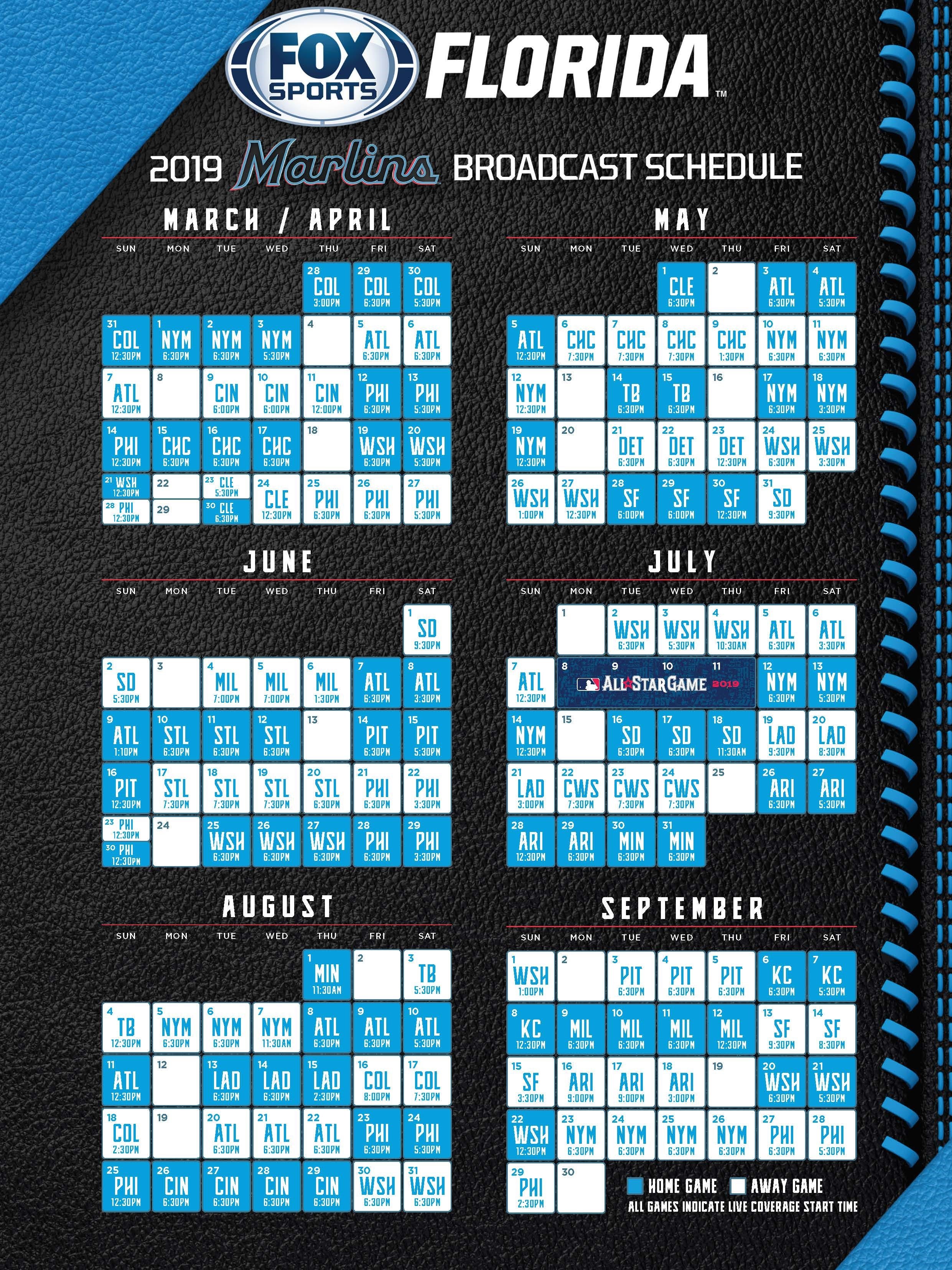 Marlins Printable Schedule